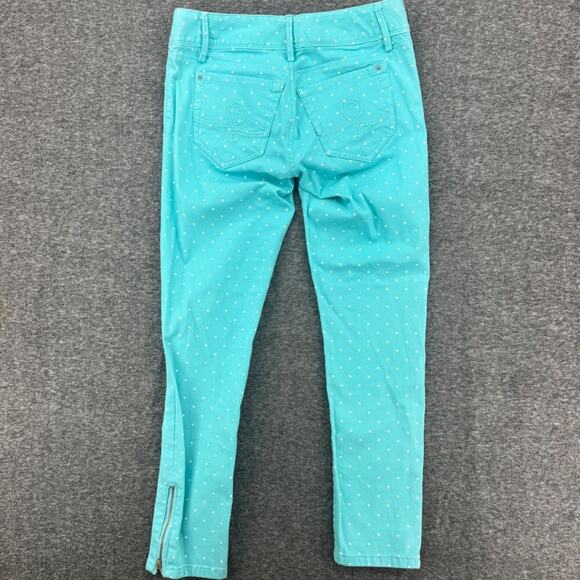 Lilly Pulitzer Worth Skinny Mini Zip Pants Turquoise Blue Polka Dot Ankle Zip 2 - Picture 8 of 8